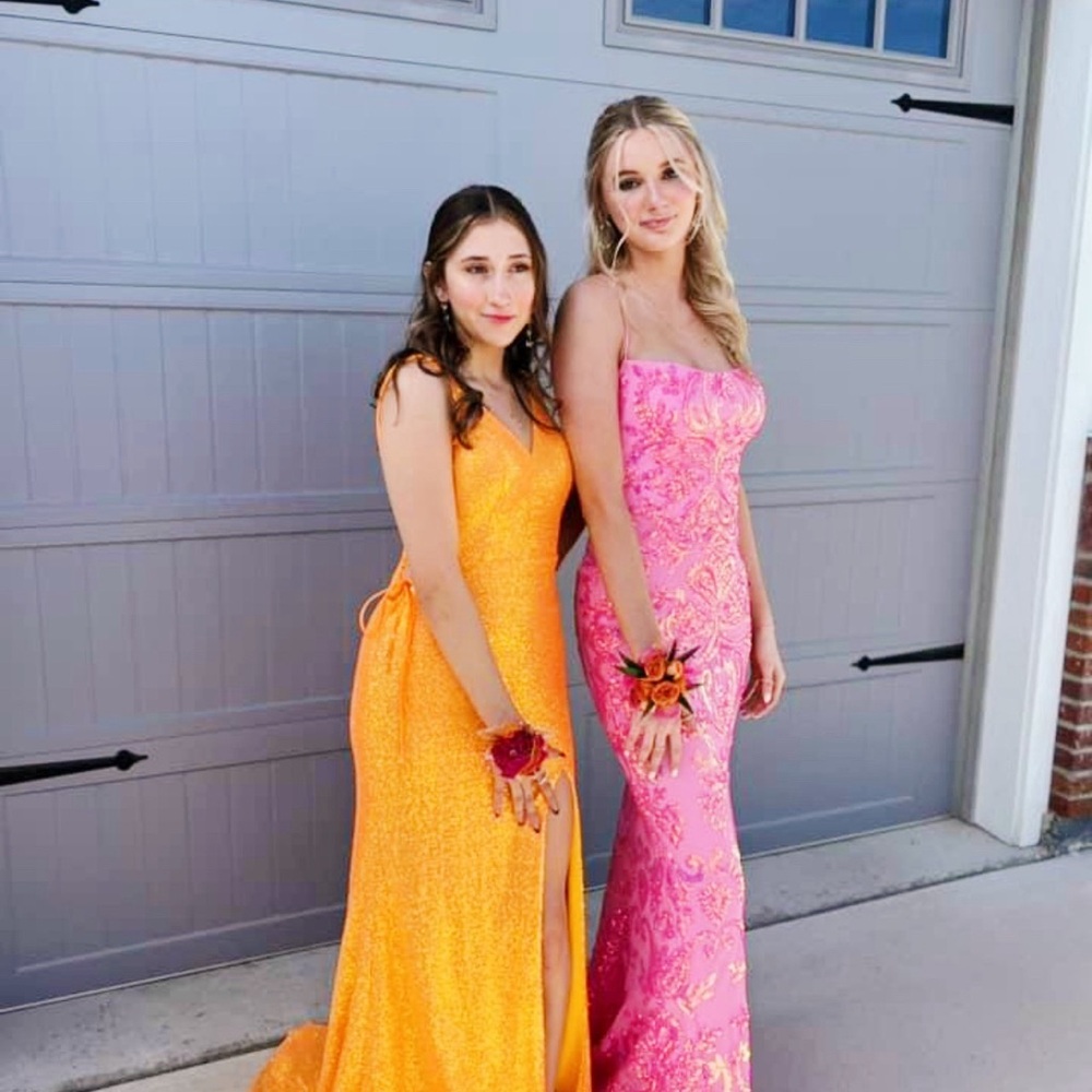 Elegant Pink and Orange Formal Gowns